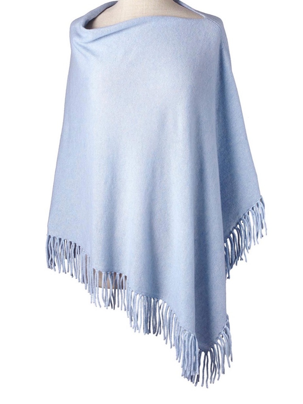 Light Blue Fringe Poncho